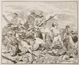 "De kjempet hardt videre", illustrasjon fra "Battles of the Nineteenth Century" av Archibald Forbes, G.A. Henty og major Arthur Griffiths